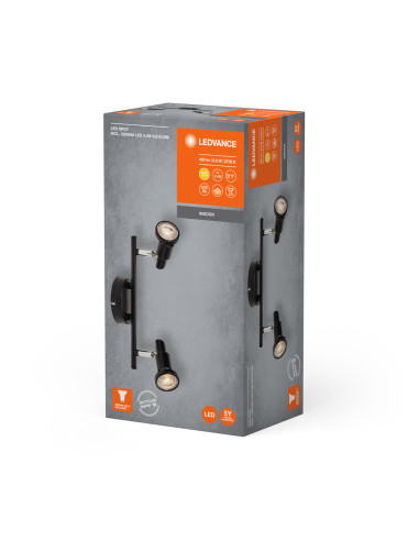 OPRAWA SUFITOWA PUNKTOWA LED SPOT GU10 2X3,4W 2700K ciepła biała DIM 460LM 230V CZARNA 