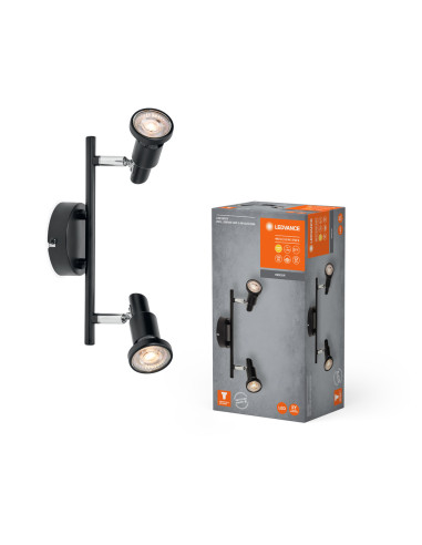 OPRAWA SUFITOWA PUNKTOWA LED SPOT GU10 2X3,4W 2700K ciepła biała DIM 460LM 230V CZARNA 