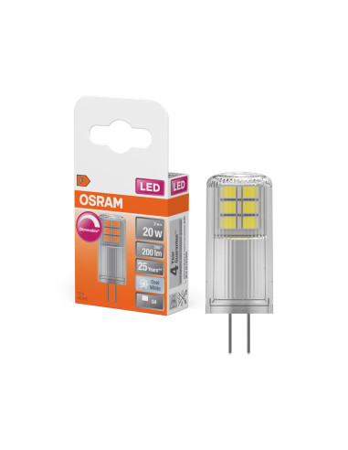 ŻARÓWKA LED PIN20 CL DIM 2W 4000K neutralna biała 320° 200LM 12V G4 