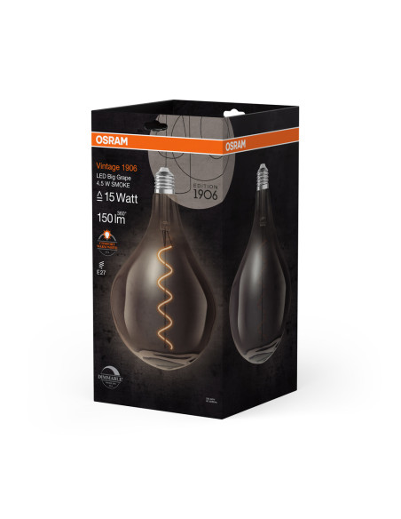 ŻARÓWKA LED 1906 VINTAGE LED GLOBE ET165 DIM 15 4,5W/817 150LM FIL SMOKE 