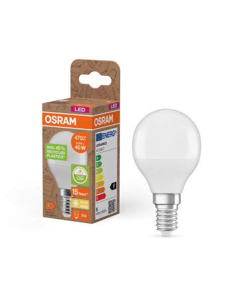 ŻARÓWKA LED STAR PCR CLP40 FR 4,9W 2700K ciepła biała E27 470LM RECYCLED PLASTIC 