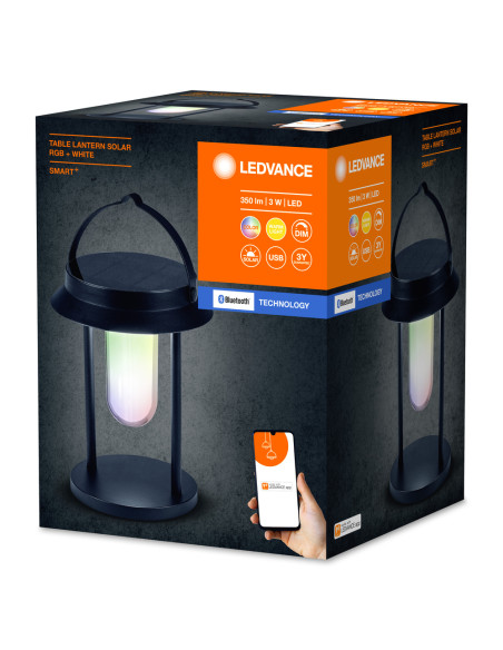 OPRAWA SMART OUTDOOR BT SOLAR TABLE LANTERN RGBW 3W 200LM IP44 
