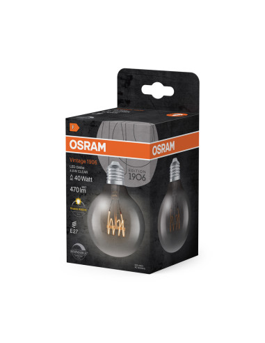 ŻARÓWKA LED 1906 VINTAGE LED GLOBE80 DIM CLEAR40 4,8W/827 FIL 470LM E27 