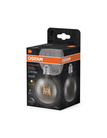 ŻARÓWKA LED 1906 VINTAGE LED GLOBE80 DIM CLEAR40 4,8W/827 FIL 470LM E27 