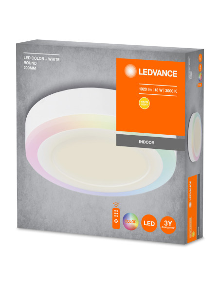 Panel LED COLOR + WHITE ROUND 200MM 18W 650LM RC 