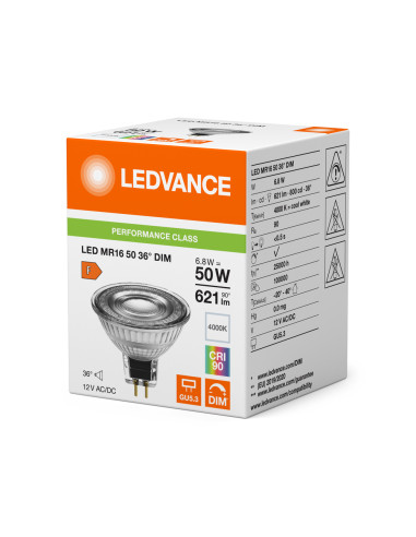 ŻARÓWKA LED P SPOT MR16 GL 50 36° DIM 6,8W 4000K neutralna biała CRI90 GU5.3 12V 621LM  