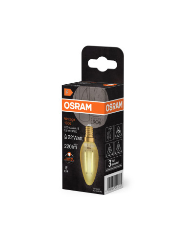 ŻARÓWKA LED 1906 VINTAGE LED CLB22 2.5W 2400K GOLD E14 220LM 