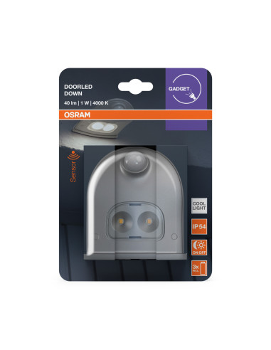 PRZENOŚNA LAMPKA DOORLED DOWN SENSOR SILVER IP54 z czujnikiem ruchu 