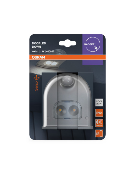PRZENOŚNA LAMPKA DOORLED DOWN SENSOR SILVER IP54 z czujnikiem ruchu 