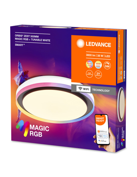 OPRAWA SMART WIFI ORBIS MAGIG ZEST 500MM 38W 1050LM RGB TW BK PLAFON 