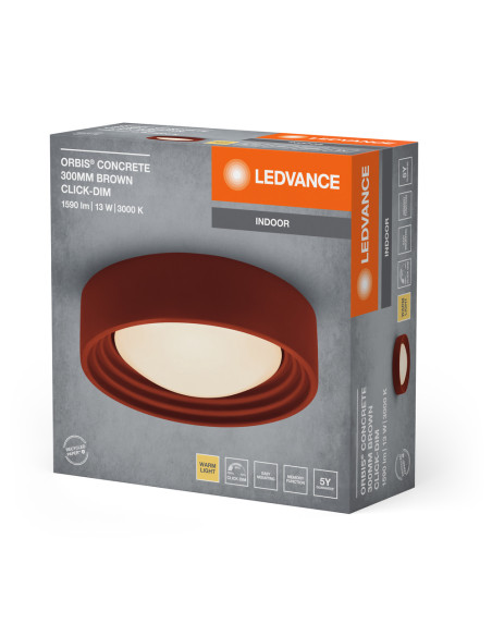 PLAFON LED ORBIS CONCRETE 300MM 13W 3000K ciepła biała CLICK DIM BROWN 