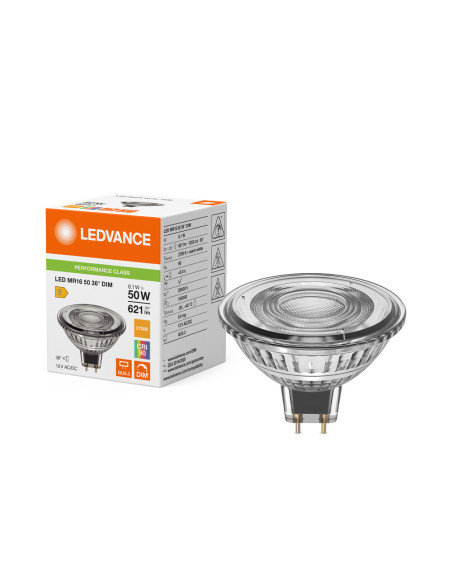 ŻARÓWKA LED P SPOT MR16 GL 50 36° DIM 6,1W 2700K ciepła biala CRI90 GU5.3 12V 621LM 