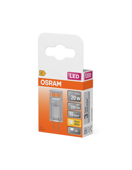 ŻARÓWKA LED PIN20 CL 1,5W 2700K ciepła biała 320° 200LM 12V G4 
