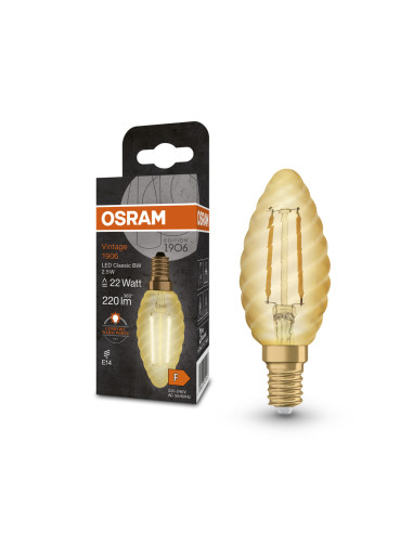 ŻARÓWKA LED 1906 VINTAGE LED CLBW22 2.5W/2400K 220LM FIL GOLD E14 