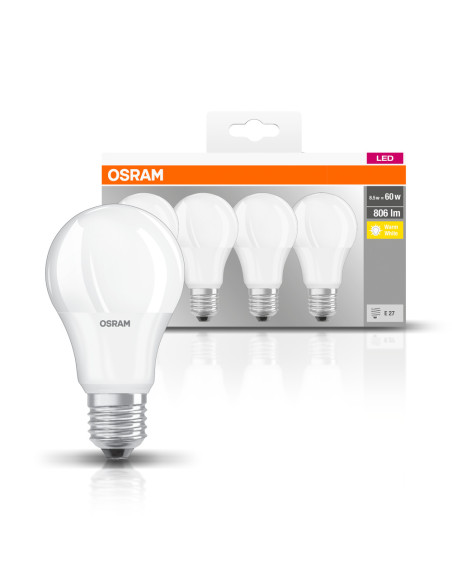  ŻARÓWKA LED  4-PAK LED BASE CLA60 8,5W 2700K ciepła biała E27 FR FS4 