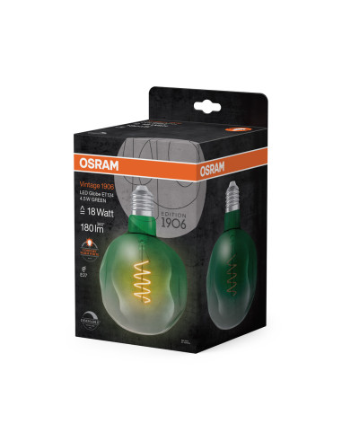 ŻARÓWKA LED 1906 VINTAGE LED GLOBE ET124 DIM 18 4,5W/816 GREEN 180LM FIL 