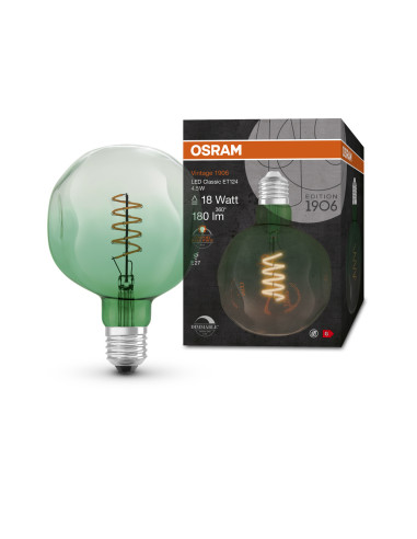 ŻARÓWKA LED 1906 VINTAGE LED GLOBE ET124 DIM 18 4,5W/816 GREEN 180LM FIL 