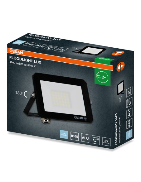 NAŚWIETLACZ FLOOD LED LUX 20W 6500K 1800LM BK IP65 3Y 