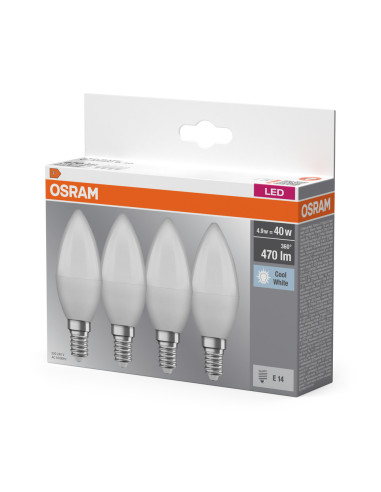  ŻARÓWKA LED  4-PAK LED BASE CLB40 4.9W 4000K neutralna biała E14 FR FS4 