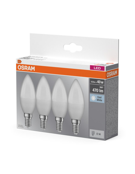  ŻARÓWKA LED  4-PAK LED BASE CLB40 4.9W 4000K neutralna biała E14 FR FS4 