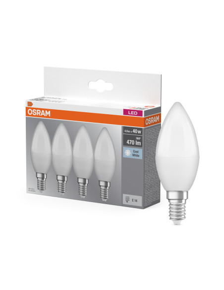  ŻARÓWKA LED  4-PAK LED BASE CLB40 4.9W 4000K neutralna biała E14 FR FS4 
