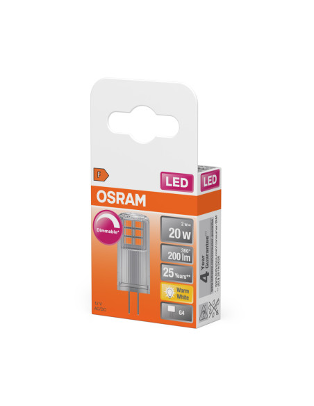 ŻARÓWKA LED PIN20 CL DIM 2W 2700K ciepła biała 320° 200LM 12V G4  