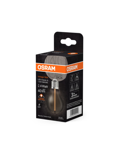 ŻARÓWKA LED 1906 VINTAGE LED MAGNETIC CLA4 FIL 1.8W 1800K 40LM SMOKE E27 