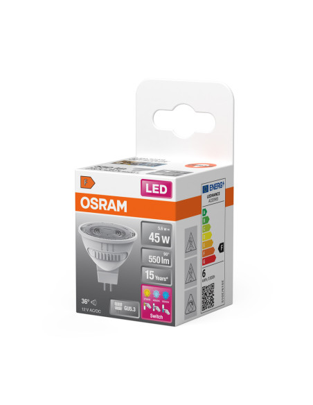 ŻARÓWKA LED SUPERSTAR SELECT CCT MR16 35 36° 5,6W 2700K/4000K/6500K 550LM 12V GU5.3 