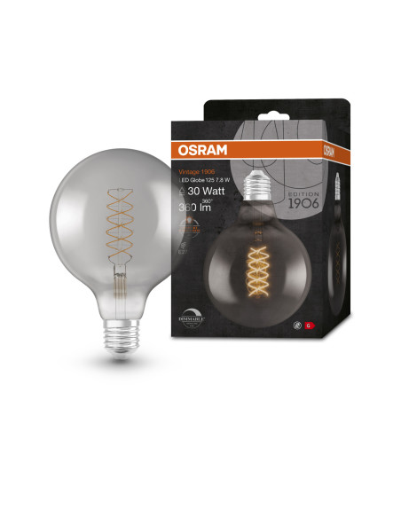 ŻARÓWKA LED 1906 VINTAGE LED GLOB125 SMOKE30 DIM 7,8W 1800K SFIL 360LM E27 