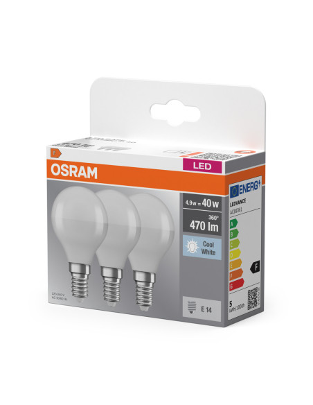  ŻARÓWKA LED  3-PAK LED BASE CLP40 4,9W 4000K neutralna biała E14 FR FS3 