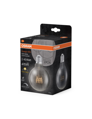 ŻARÓWKA LED 1906 VINTAGE LED GLOB95 DIM CLEAR40 4,8W/827 FIL 470LM E27 