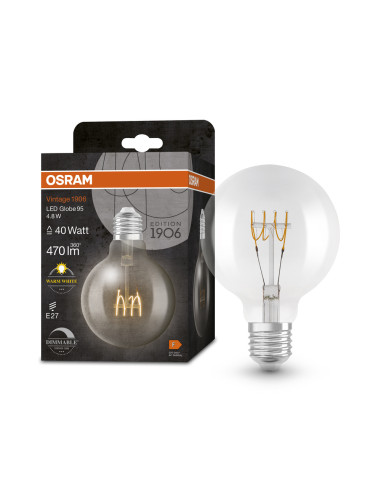 ŻARÓWKA LED 1906 VINTAGE LED GLOB95 DIM CLEAR40 4,8W/827 FIL 470LM E27 