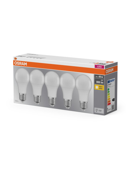  ŻARÓWKA LED  5-PAK LED BASE CLA60 8,5W 2700K ciepła biała E27 FR FS5 