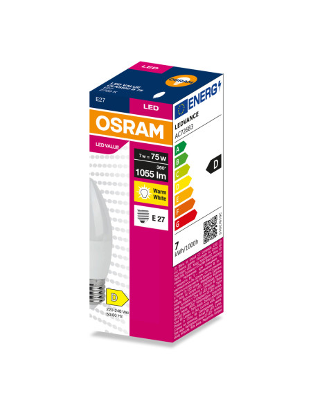 ŻARÓWKA LED VALUE CLB75 7W 2700K ciepła biała 1055LM FR E27 
