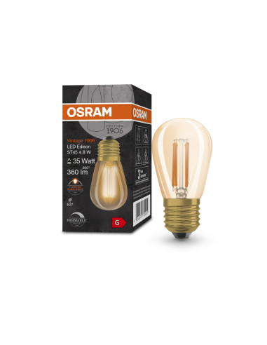 ŻARÓWKA LED 1906 VINTAGE LED MINI EDISON GOLD33 ST45 4,8W/2200K 360LM E27 