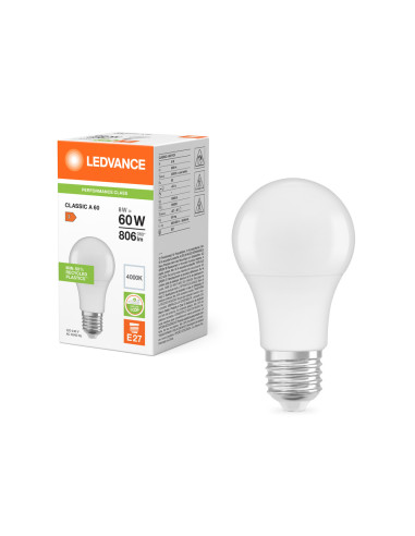 ŻARÓWKA LED V CLA60 FR 8W 4000K neutalna biała E27 806LM VALUE PLASTIC 