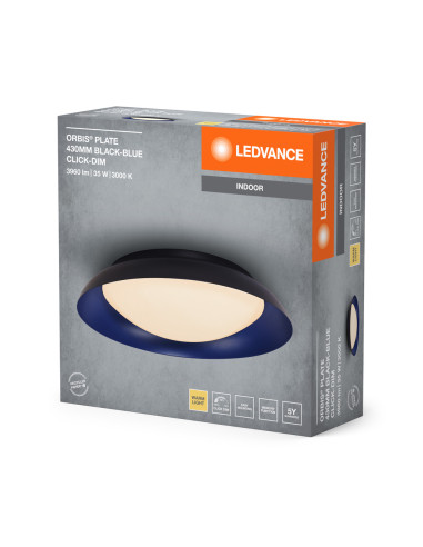 PLAFON LED ORBIS PLATE 430MM 35W 3000K ciepła biała CLICK DIM BLACK AND BLUE 