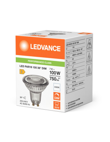ŻARÓWKA LED P SPOT PAR16 GL 100 36° DIM 8W 4000K neutralna biała GU10 750LM  