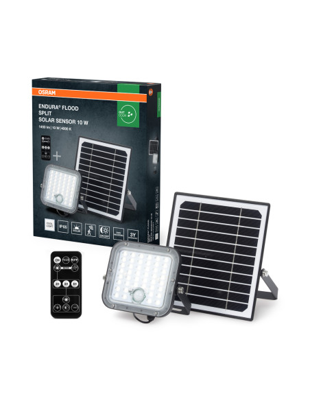 NAŚWIETLACZ ENDURA FLOOD SPLIT SOLAR SENSOR RC 10W 4000K neutralna biała 1400LM BK 