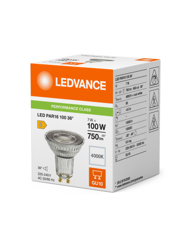 ŻARÓWKA LED P SPOT PAR16 GL 100 36° 7W 4000K neutralna biała GU10 750LM 