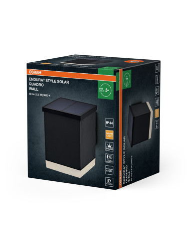 KINKIET ZEWNĘTRZNY SOLAR ENDURA STYLE QUADRO WALL 0,5W 3000K 50LM DG 