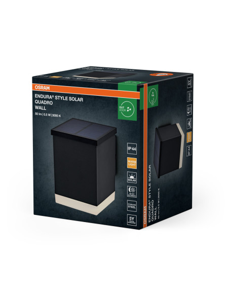 KINKIET ZEWNĘTRZNY SOLAR ENDURA STYLE QUADRO WALL 0,5W 3000K 50LM DG 
