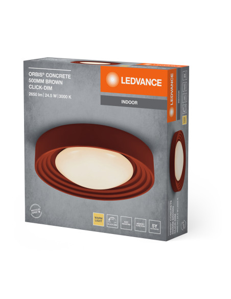 PLAFON LED ORBIS CONCRETE 500MM 24.5W 3000K ciepła biała CLICK DIM BROWN 