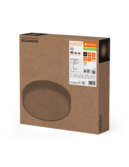 SURFACE BULKHEAD ROUND 300 P 17W/15W/12,5W/10W 3000K/4000K 132LM/W CPS BK IP65 
