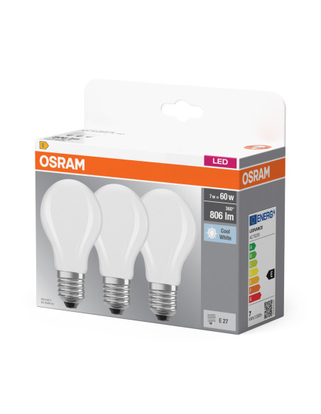  ŻARÓWKA LED  3-PAK LED BASE CLA60 6,5W 4000K neutralna biała E27 GL FR FS3 