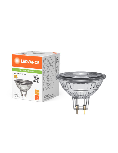 ŻARÓWKA LED P SPOT MR16 GL 35 36° 3,4W 2700K ciepła biała GU5.3 12V 345LM  
