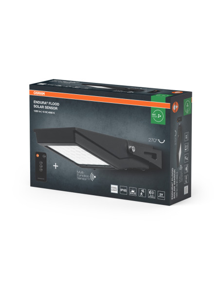 NAŚWIETLACZ ENDURA FLOOD SOLAR SENSOR REM 10W 4000K neutralna biała 1200LM BK 