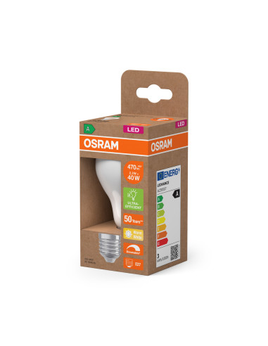 ŻARÓWKA LED ENERGY CLASS CLA40 DIM 2,2W 2700K ciepła biała E27 470LM GL FR EE  KLASA A 