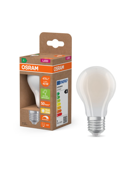 ŻARÓWKA LED ENERGY CLASS CLA40 DIM 2,2W 2700K ciepła biała E27 470LM GL FR EE  KLASA A 