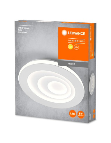 PLAFON LED ORBIS SPIRAL OVAL 360X300 27W 3000K ciepła biała WT 